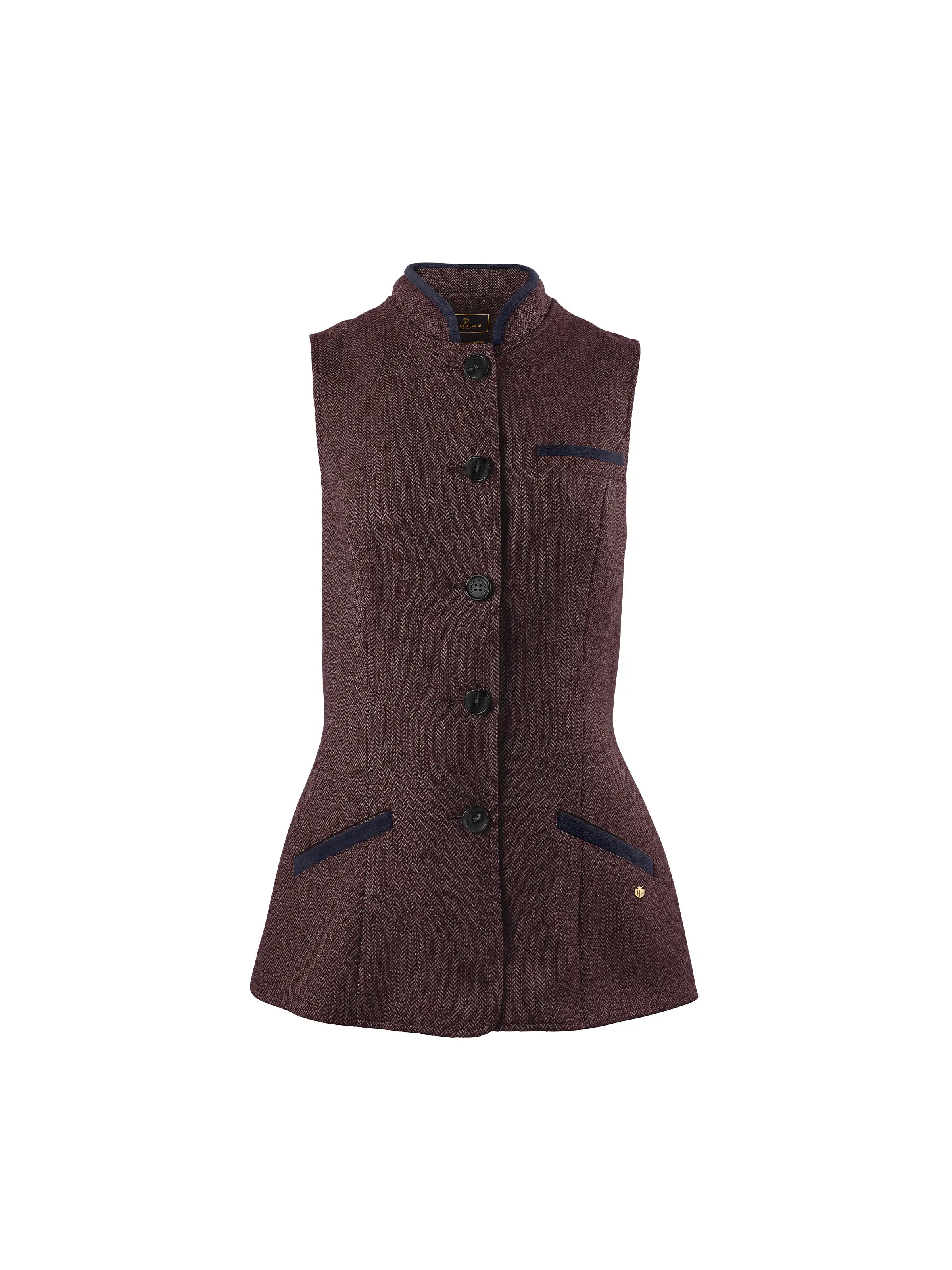 Must-have For Autumn And Winter Madeline Gilet - Plum Herringbone