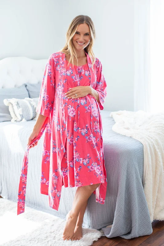 Casual And Comfortable Rose 3 in 1 Labor Gown & Robe Set