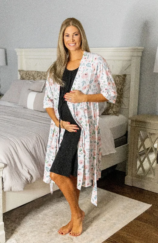 Classic Series Ivy Robe & Black 3 in 1 Labor Gown Set