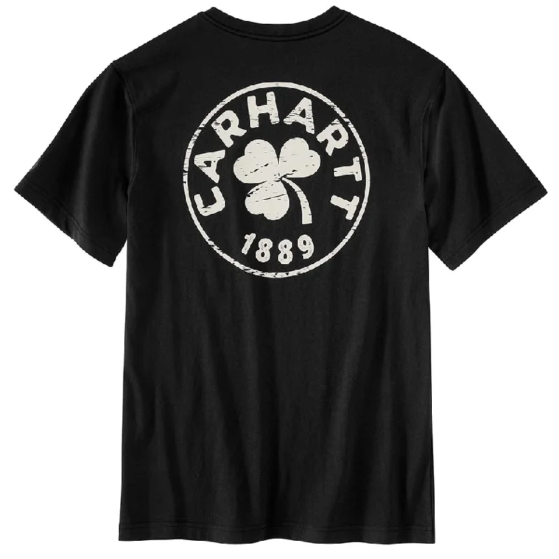 Carhartt 106219 Men's Relaxed Fit Heavyweight Short-Sleeve Pocket Shamrock Grap - Large Regular - Black