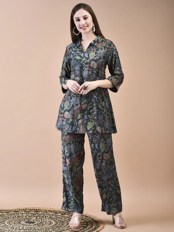 Sports Design Women Muslin Multicolor Floral Print Co-Ord Set