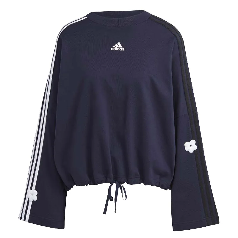 Relaxed Looks adidas - Women's Chenille Flower Patches 3-Stripes Sweatshirt (IC0012)