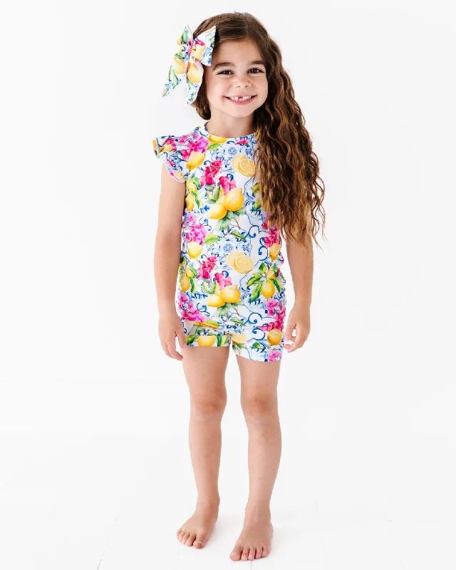 Easygoing Fashion Carpe Lemon Cap Sleeve Shirt & Shorts Set
