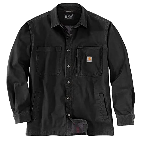 Short Design Carhartt 105532 Men's Rugged Flex Relaxed Fit Canvas Fleece-Lined Snap-Front Shirt Jac Short Design Carhartt 105532 Men's Rugged Flex Relaxed Fit Canvas Fleece-Lined Snap-Front Shirt Jac