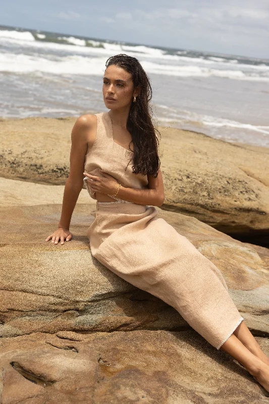 Elegant Wear Odette Midi Skirt - Camel