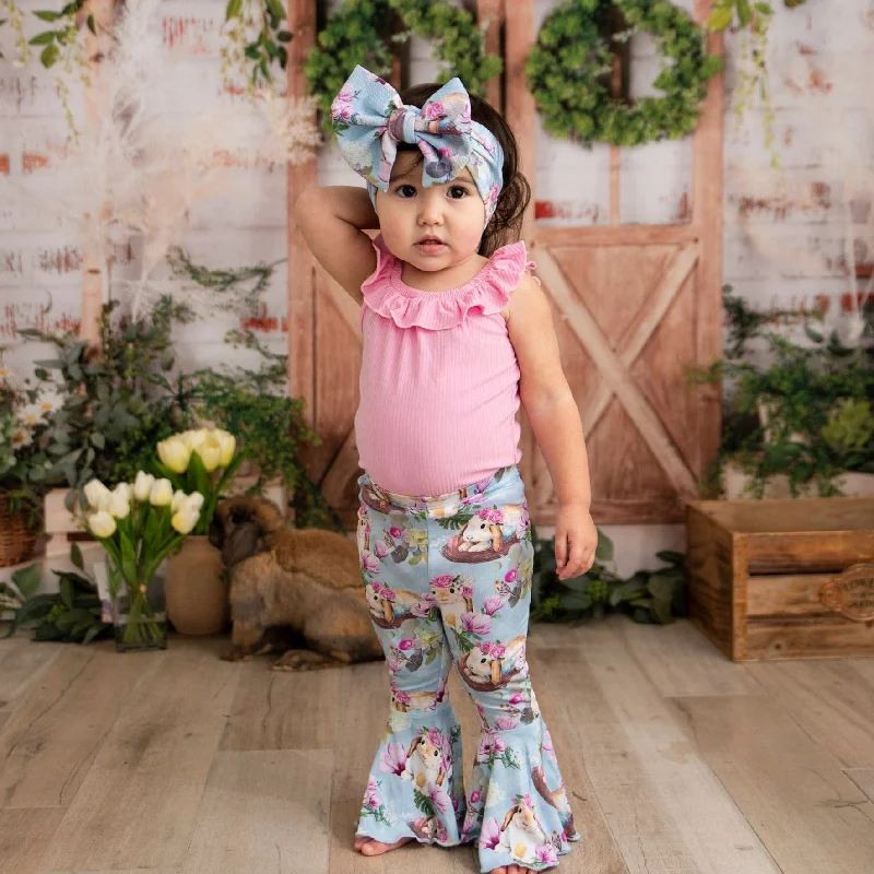 Comfortable Jeans Sweet Egg-Scape Top & Bell Bottoms Set