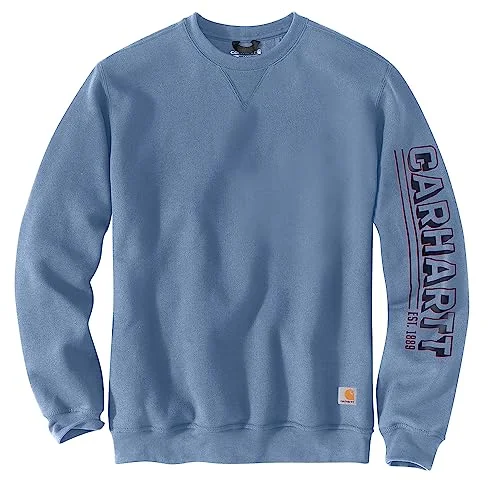 Innovative Design Carhartt 105941 Men's Loose Fit Midweight Crewneck Logo Sleeve Graphic Sweatshirt Innovative Design Carhartt 105941 Men's Loose Fit Midweight Crewneck Logo Sleeve Graphic Sweatshirt