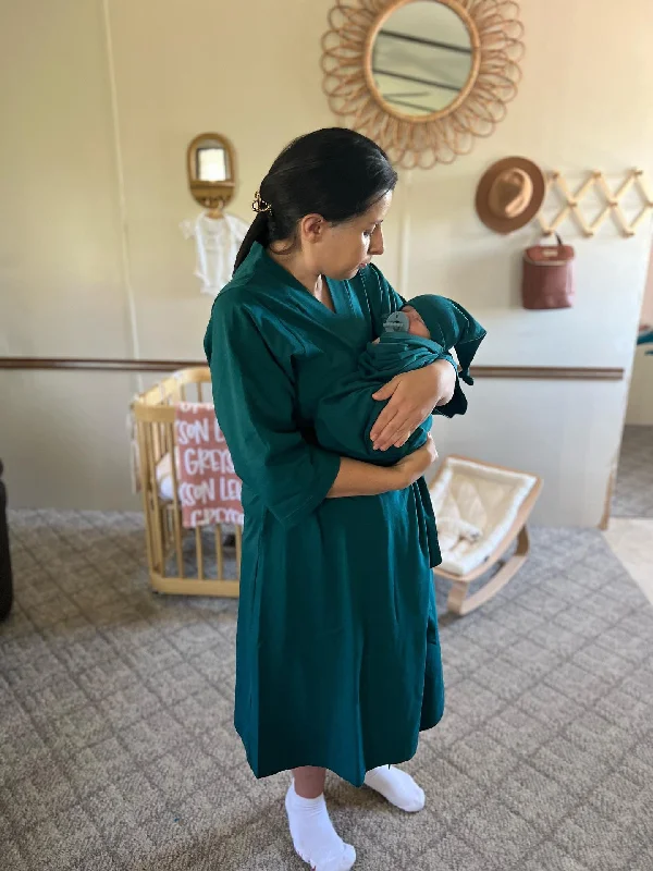 Comfortable Tops Teal Robe & Newborn Swaddle Blanket Set