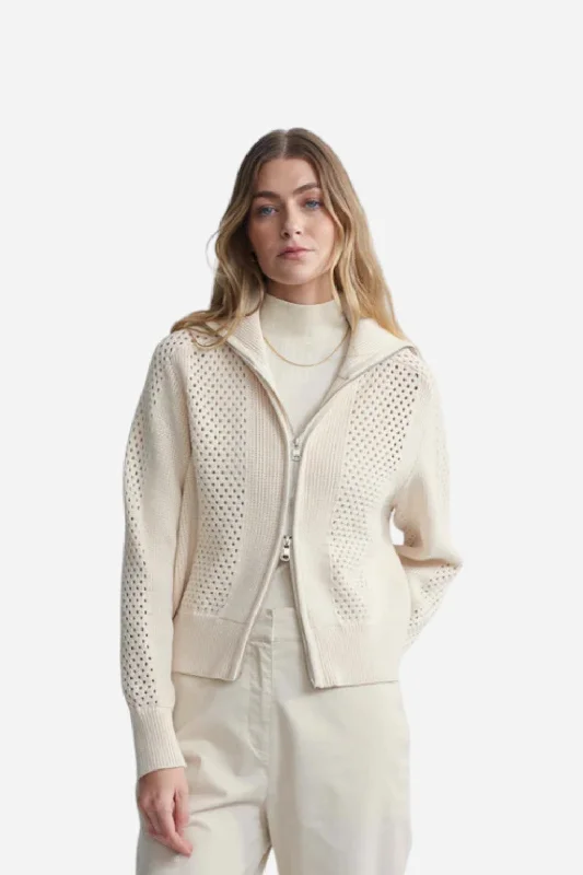 Varley Farina Full Zip Knit White