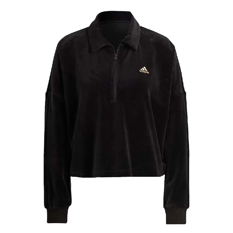 Nightclub Style adidas - Women's Crop Velour Quarter-Zip Sweatshirt (IM2582)
