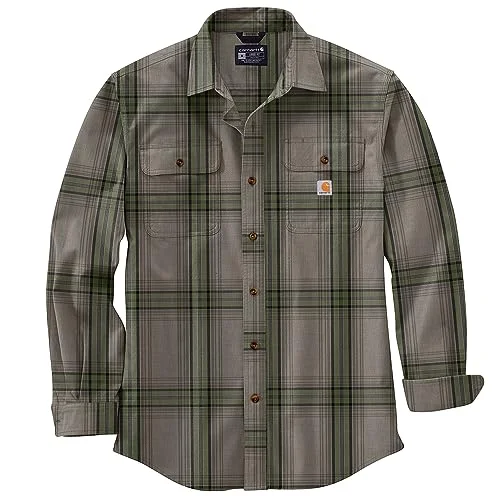 Casual Elegance Carhartt 105947 Men's Loose Fit Heavyweight Flannel Long-Sleeve Plaid Shirt - 2X-Large Regular - Chive