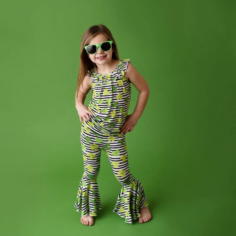 Weekend Style Clover Stripe Top & Bell Bottoms Set