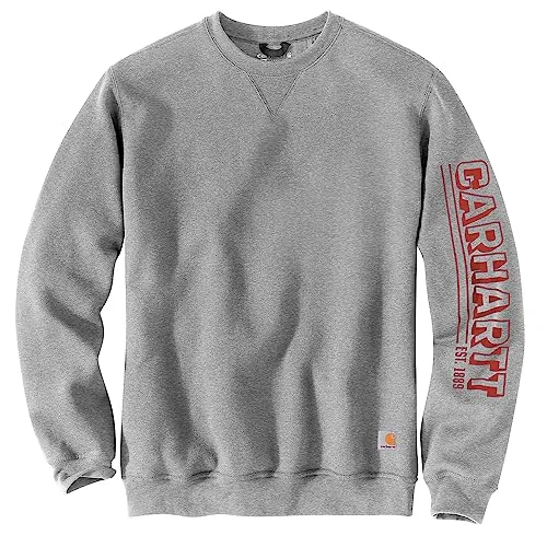 Weekend Comfort Wear Carhartt 105941 Men's Loose Fit Midweight Crewneck Logo Sleeve Graphic Sweatshirt