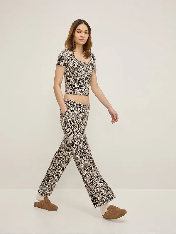 Superstar Black Animal Printed High-Rise Cotton Blend Pants