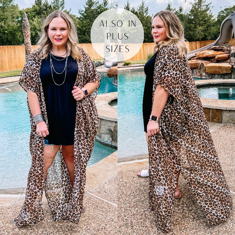 Versatile Items A Reason To Smile Leopard Print Short Sleeve Duster in Brown