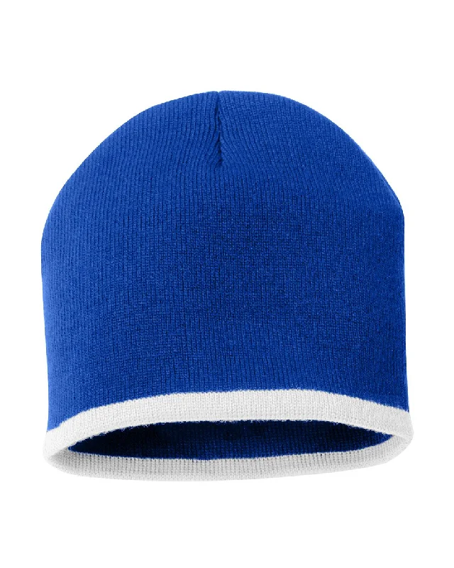 Sporty Elegance Sportsman 8" Bottom-Striped Beanie SP09