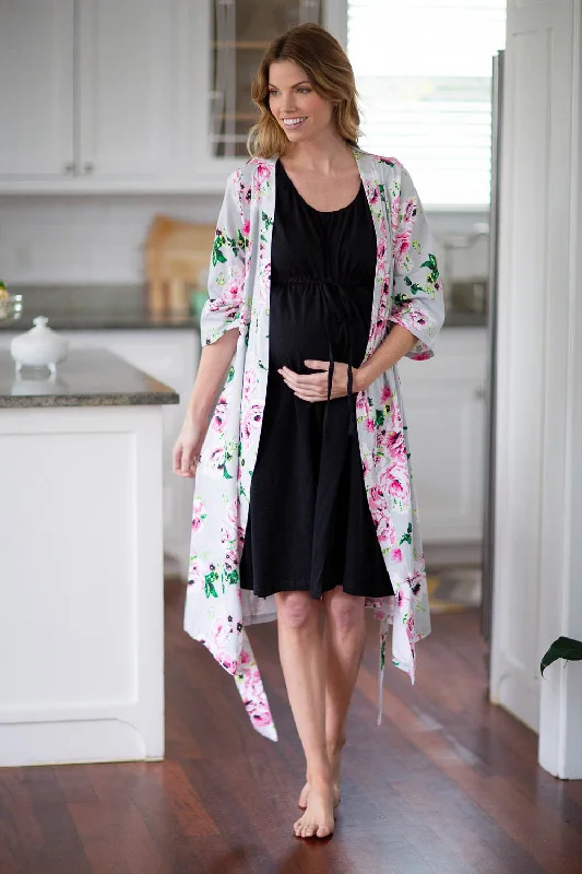 Street Charm Olivia Robe & Black 3 in 1 Labor Gown Set