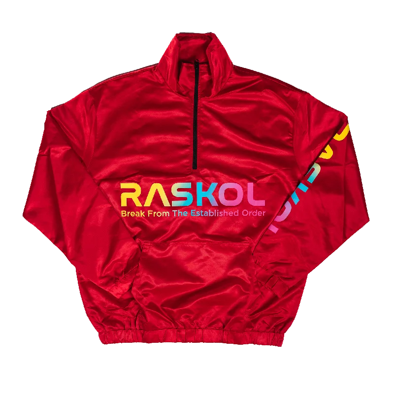 Relaxed Fit Wear RASKOL Athletic Windbreaker Jacket (Red)