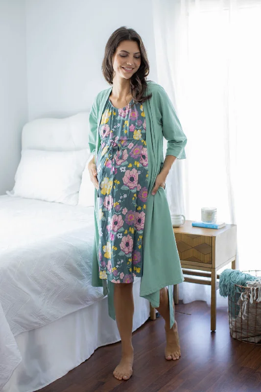 Lively And Youthful Sage Robe & Charlotte 3 in 1 Labor Gown Set