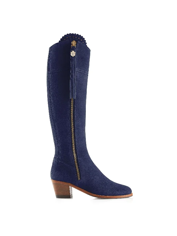 British Style Heeled Regina (Sporting Fit) - Ink Suede