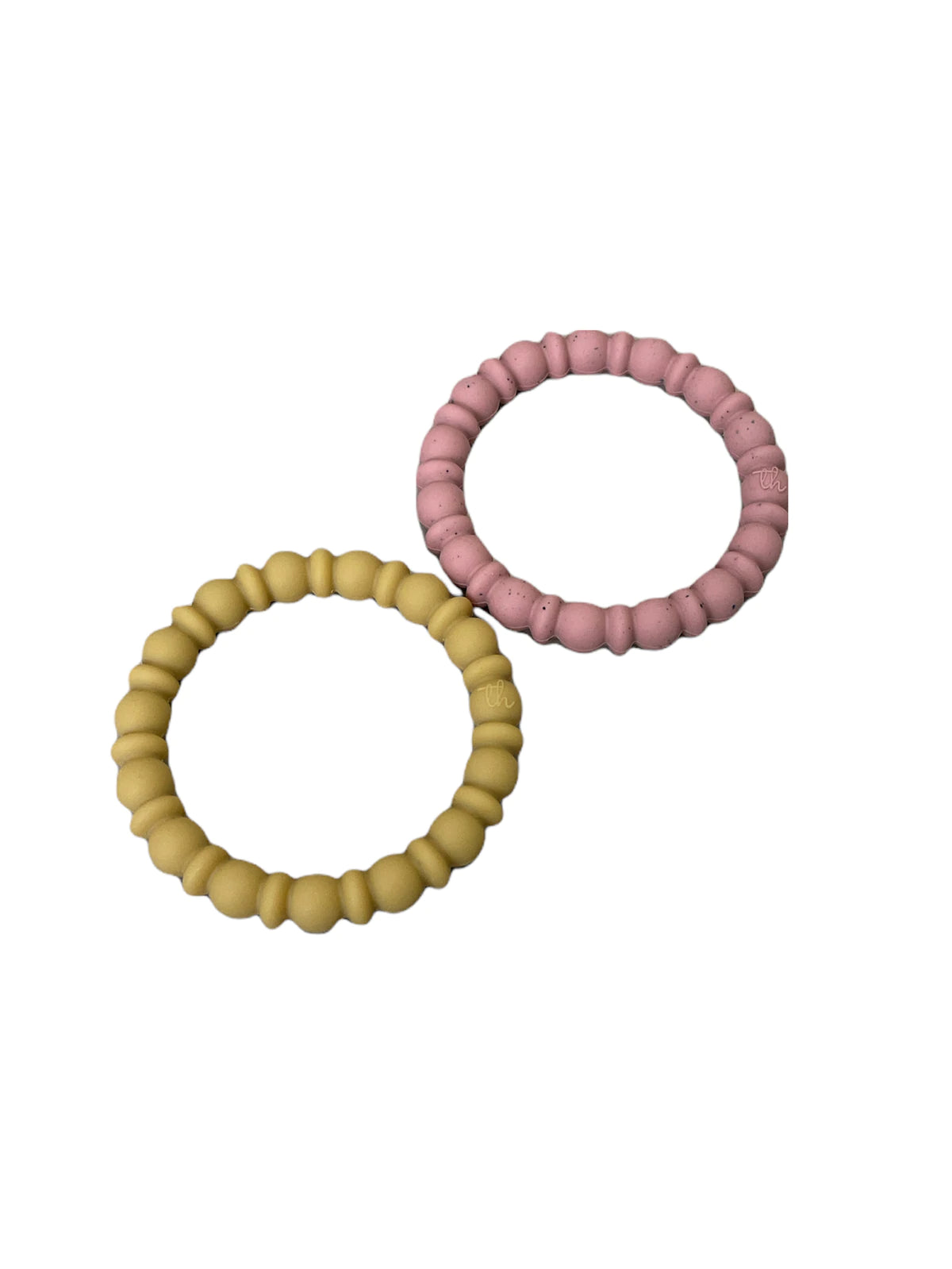 Comfortable Sweaters Teething Bracelet Set | Rose Dawn Speckled/Oak Bull