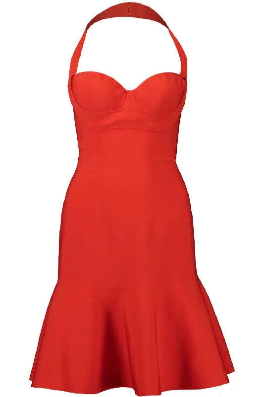 Soft Fabric Looks Halterneck Mini Dress