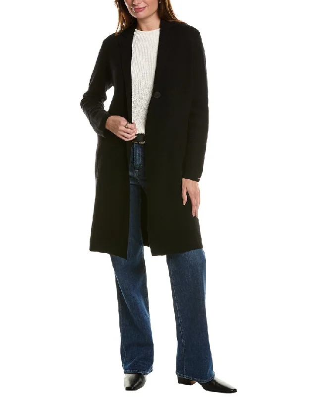 Simple Comfort Forte Cashmere Double Knit Notch Collar Wool & Cashmere-Blend Cardigan