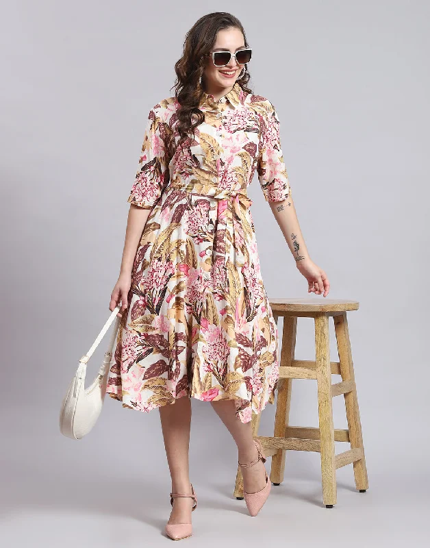 Soft Comfort Wear Women Multicolor Printed Front Open Short Sleeve Dress