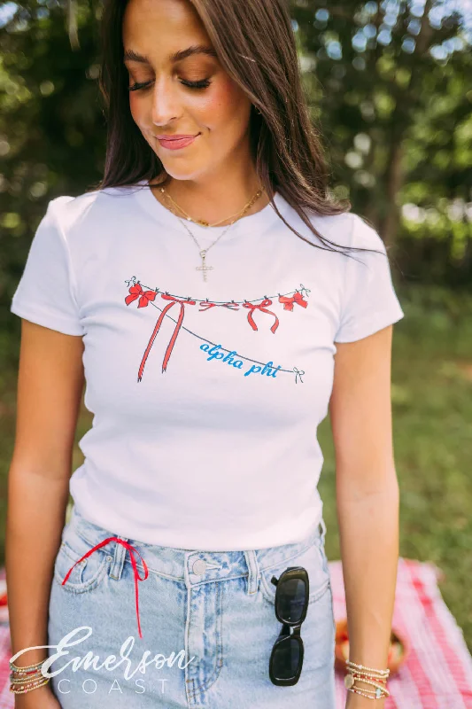 Fresh And Fashionable Alpha Phi Red Bows Baby Tee