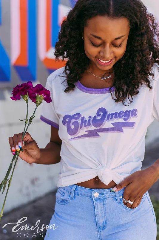 Celebrity Picks Chi Omega Lightning Ringer PR Tee