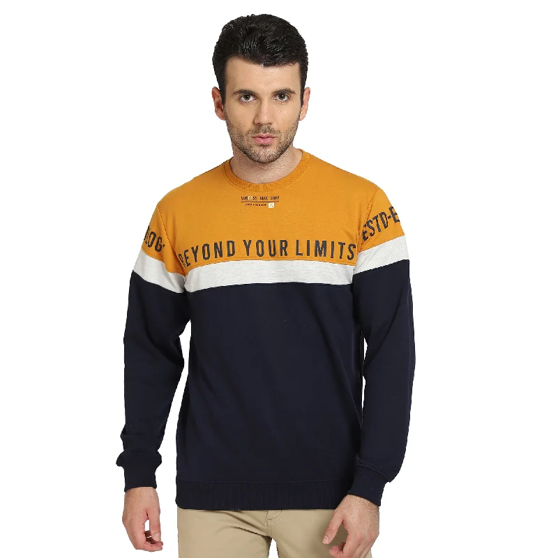 Relaxed Weekend Wear Men Mustard Casual Sweatshirt