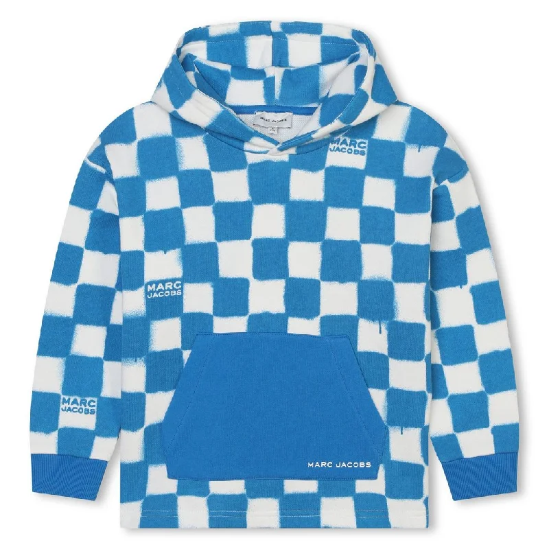 Soft Wear Blue Checkered Hooded Sweatshirt