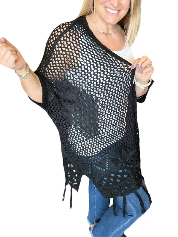 Soft Textures Amanda - Crocheted Cardigan In Black