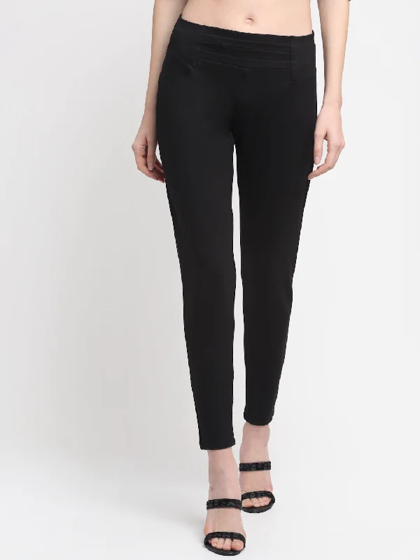 Fresh Wear Women's  Broad waistband Black  High rise Jeggings