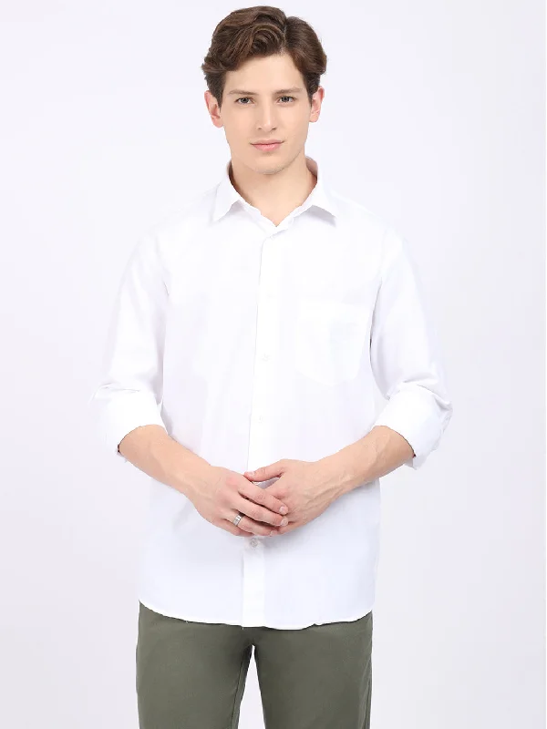 Men's White Formal Plain Full Sleeve Shirt