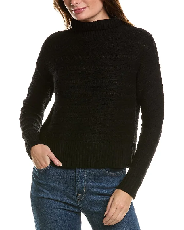 Body Design Forte Cashmere Crop Textured Mock Neck Wool & Cashmere-Blend Sweater