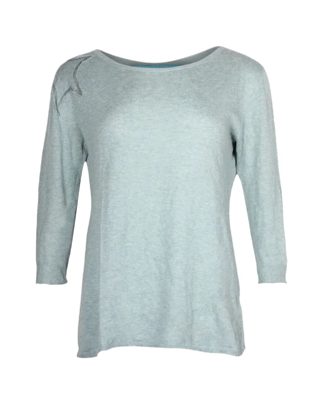 Design Perception Zadig & Voltaire Star Embellished Top in Blue Cotton