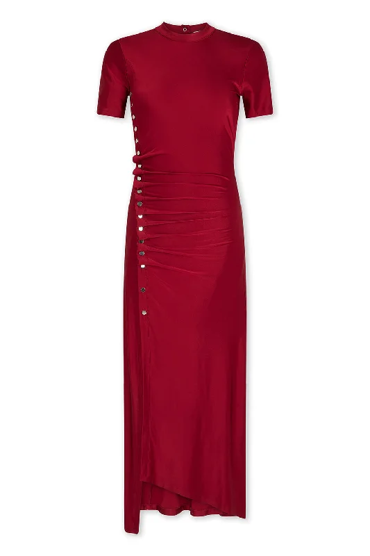 Relaxed Fits RUCHED BUTTONED MIDI DRESS