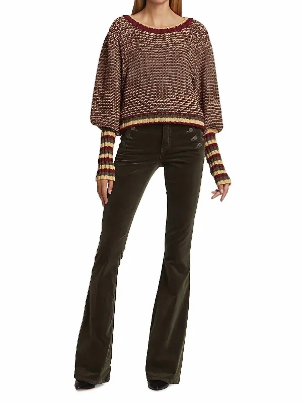 Relaxed Style Hadar Sweater In Bordeaux Olive Butterscotch