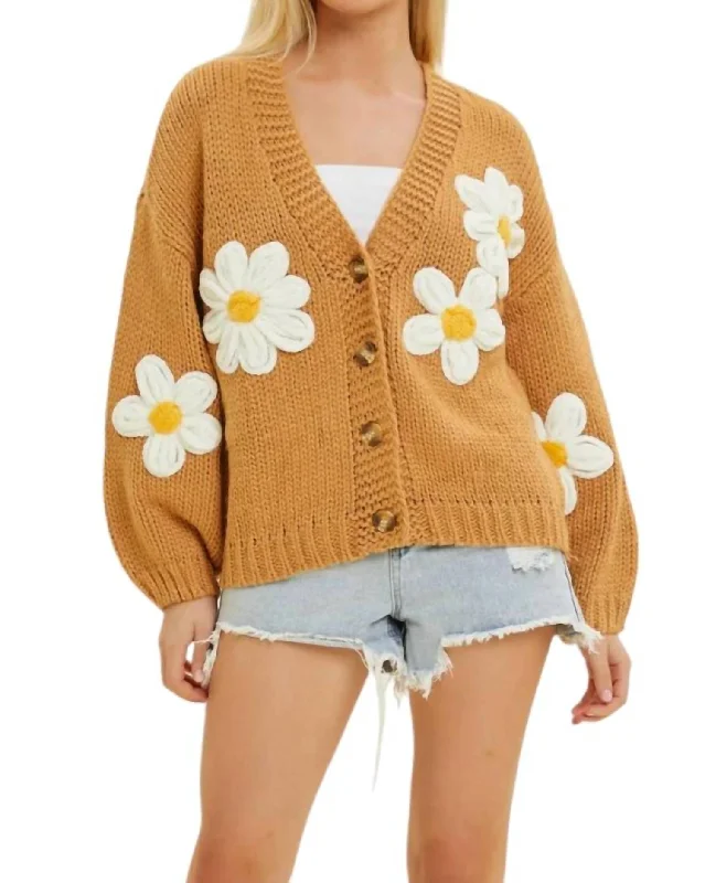 Soft Style Daisy Cardigan In Brown
