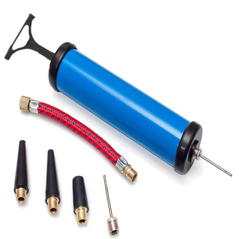 Wearable At Home Or Out 9pcs Ball Pump Set Flexible Hose Volleyball Football Basketball With Needle Hand Air Pump Durable Balloon Ball Inflator Portable