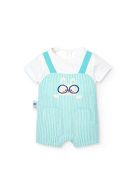 Mid-length Style Boys Striped Bunny Romper