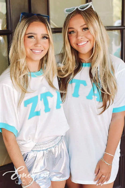 Bright Colors Zeta Tau Alpha Turquoise Colorblock Ringer