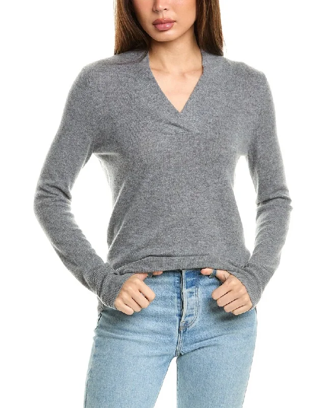 Lounge Chic InCashmere Cross Neck Cashmere Sweater