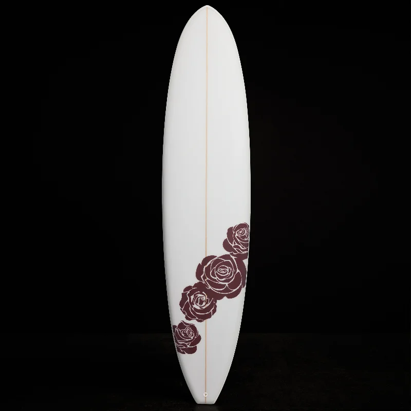 Soft Textures Grateful Dead Longboard 7'10" - Matte White w/ Roses