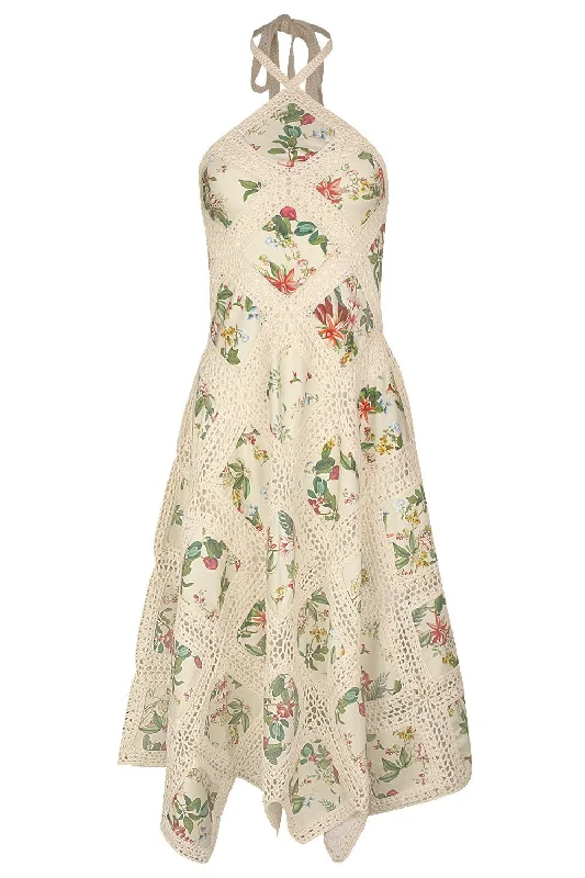 Elegant Design Halter Floral Midi Dress
