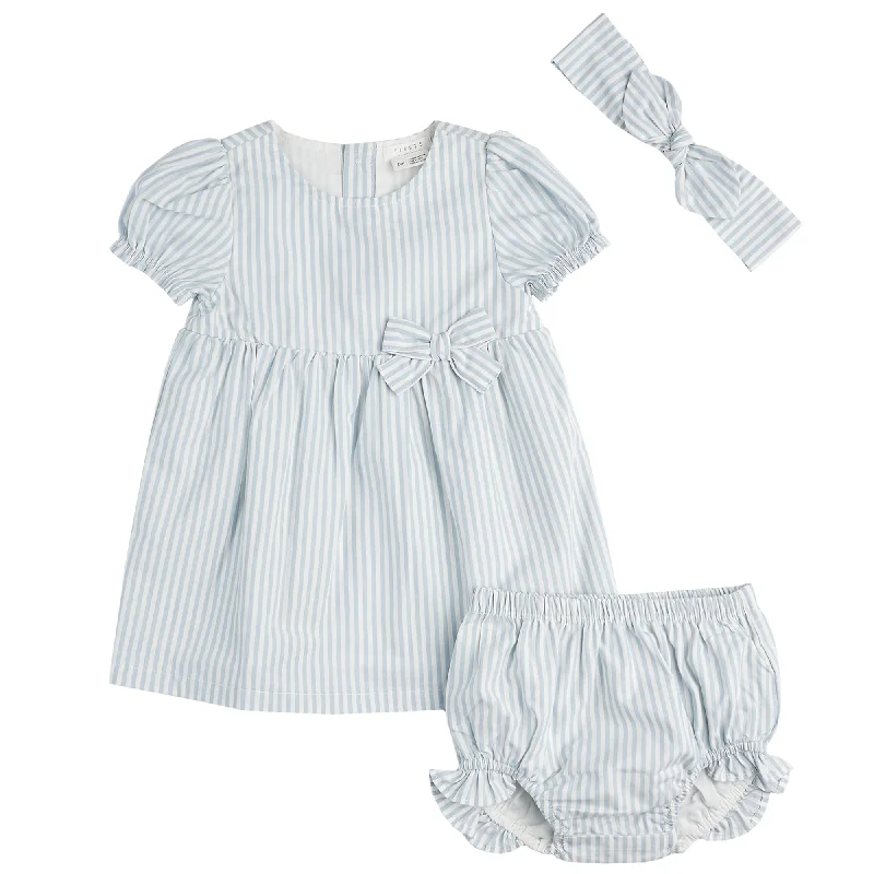 Tropical Style 3 Piece Girls Striped Dress, Headband, & Bottoms