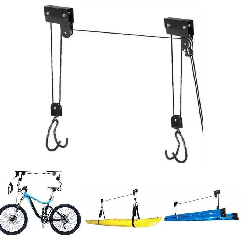 Multifunctional Style Bicycle Hoist Garage Storage Bike Lift Pulley System with 60kg Bearing Overhead Bike Rack Heavy Duty Ceiling Bicycle Hanger Multifunctional Style Bicycle Hoist Garage Storage Bike Lift Pulley System with 60kg Bearing Overhead Bike Rack Heavy Duty Ceiling Bicycle Hanger
