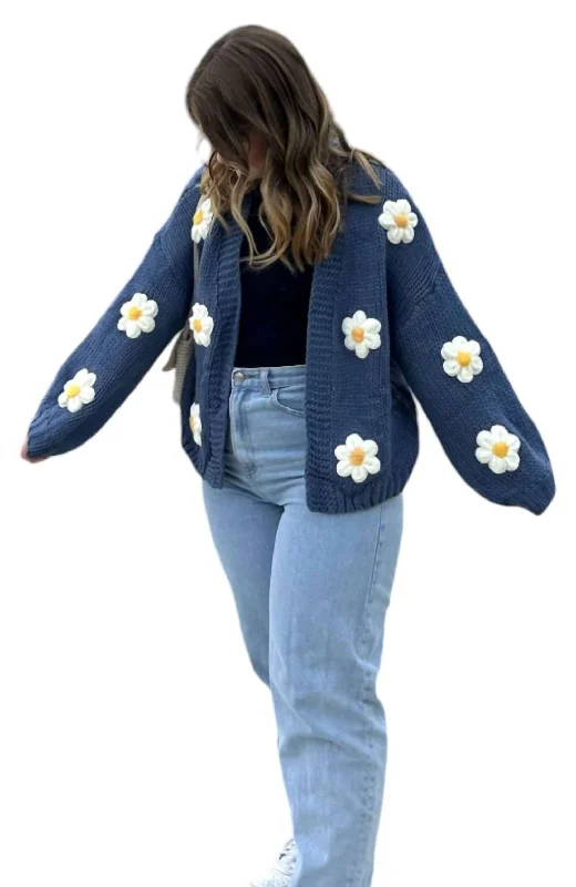 Light Comfort Daisy Cardigan In Navy