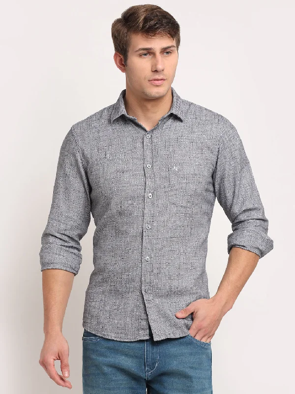 Soft Comfort Men Cotton Self Design Black Full Sleeve Casual Shirt for Men with Pocket Soft Comfort Men Cotton Self Design Black Full Sleeve Casual Shirt for Men with Pocket